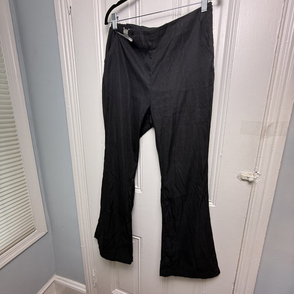 CIDER Exposed Hip Flare Trouser Pants Womens Medium Black Dressy Full Length